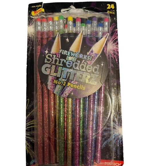Vintage Pentech Pencils Fireworks Shredded Glitterz Pack 2002 13 In Pack Plus 2 - Picture 1 of 5